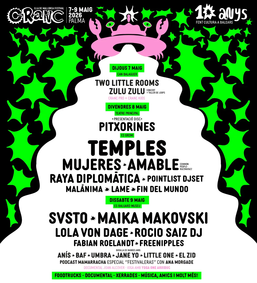 Cranc Illa de Mallorca Festival 2026 Cranc Illa de Mallorca Festival 2026 - Cartel completo